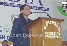 Goan Reporter News: Adv Pratima Coutinho speaking at the INDIA Alliance Meeting for the Congress South Goa Loksabha candidate Capt Viriato Fernandes in CURTORIM Constituency