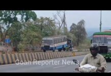 Goan Reporter:: Watch KTC bus being towed away along the OldGoa- Panjim Road